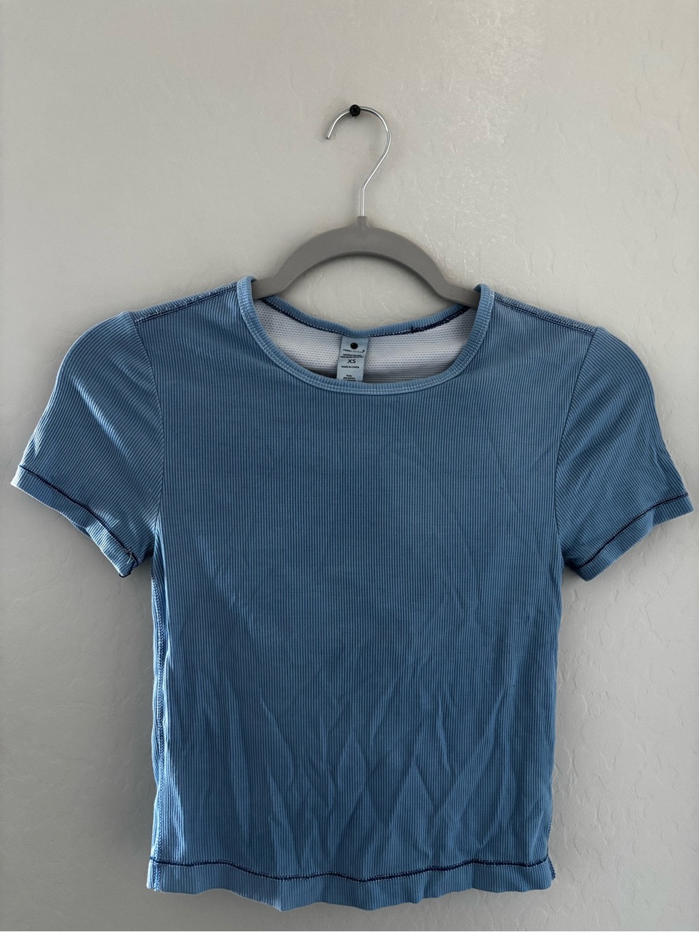 Yogalicious Light Blue Ribbed Short Sleeve Tee